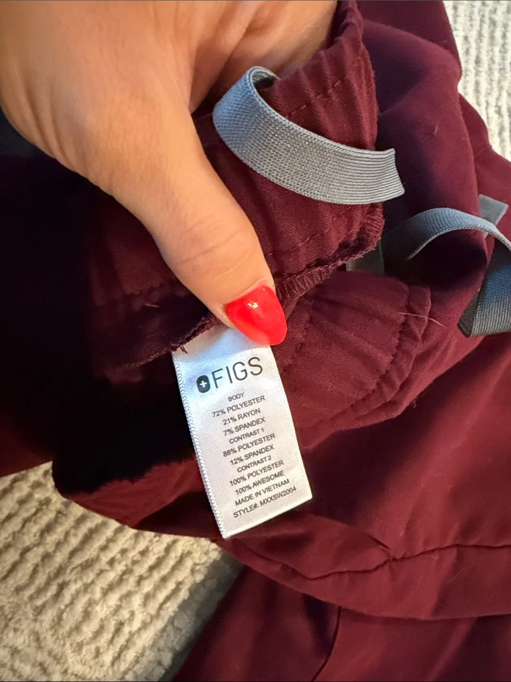 Figs Men's Burgundy Joggers with Gray Drawstring